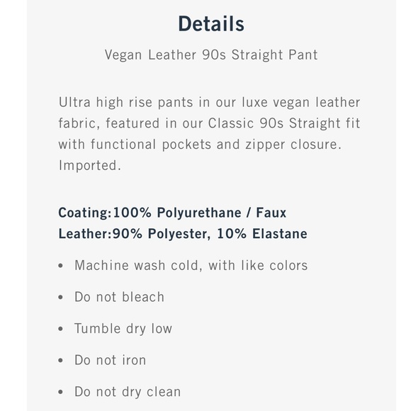 Abercrombie & Fitch Vegan Leather 90s Straight Pant - Picture 5 of 9